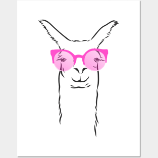 cute hipster llama in trendy colorful glasses Posters and Art